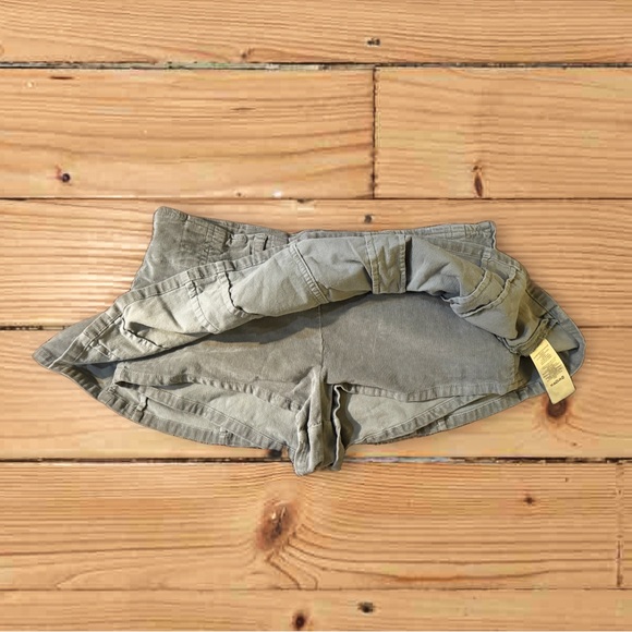 Free People Pleated Micro Mini Cord Low Rise Skort Size 10 Spring Dust - Picture 3 of 4